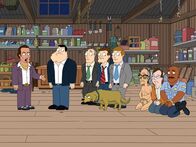American Dad! – Fernando Jaramillo (l.), Stan (2.v.l.), Dick Reynolds (3.v.l.), Jackson (4.v.l.), John Sanders (4.v.r.), Al (3.v.r.), Jeff Watley (2.v.r.)
