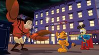 The Garfield Show – Garfield und Odie beschließen Superhelden zu werden. "Der Rächer mit dem Umhang" und sein treuer Gefährte "Schlabberzunge" beschützen nun die Stadt.