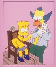 Die Simpsons – Bart (l.) beschwert sich bei Krusty (r.) über die schlechte Behandlung im Ferienlager.