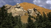 Fabriken der Superlative – CGI image - Mount Rushmore covered in grain.