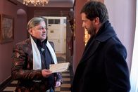 Heldt – Kommissar Nikolas Heldt (Kai Schumann, r.) fühlt dem Porno-Produzenten Günther Tilski (Rüdiger Klink, l.) ein wenig auf den Zahn, doch dieser behauptet, von dem illegalen Download und dem Abmahnverfahren nichts zu wissen.