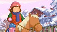 Lauras Stern – Laura träumt, dass sie im Winter mit einem Pony zum Kindergarten reiten kann.