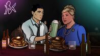 Archer – Archer (l.) verlebt einen feuchtfröhlichen Abend ausgerechnet mit seiner Kollegin Pam (r.) ...