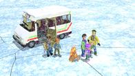 Feuerwehrmann Sam – Trevor und die anderen sind mit dem Bus aufs Eis geraten, das nun droht nachzugeben.