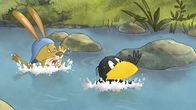 Der kleine Rabe Socke – Auweia! Socke und Löffel können doch nicht schwimmen.