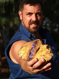 Outback Opal Hunters – Isaac with his opal haul, Yowah QLD.