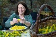 Zu Tisch ... – Tanja Schmitt bereitet aus den aromatischen gelben Blütenblättern des Löwenzahns einen Aufstrich zu.