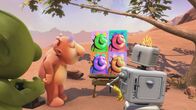 Q Pootle 5 – Die Freunde arbeiten an Kunstwerken, mit denen sie Planet Fred überraschen wollen. Groobie hat farbenfrohe Selbstporträts erstellt. Pootle dokumentiert alles mit seiner Fotokamera.