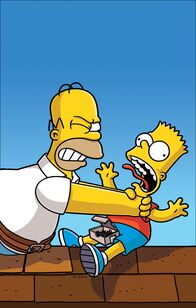 Die Simpsons – L-R: Homer, Bart