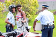Death in Paradise – L-R: Officer Dwayne Myers (Danny John-Jules), Darlene Curtis (Ginny Holder), Officer J.P. Hooper (Tobi Bakare)