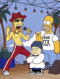 Die Simpsons – Homer (r.) lernt bei seinem Florida-Urlaub Kid Rock (l.) kennen ...