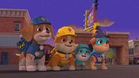 Rubble und Crew – v.li.: Wheeler, Rubble, Motor, Mix