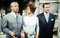 Ist Geraldine ein Engel? – "Ist Geraldine ein Engel?" Gunther Philipp (Onkel Viktor, li.), Vilma Degischer (Tante Klara), Peter Weck (Niki).