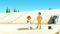 Hexe Lilli – Lilli und Herakles beim Diskustraining in der Arena.