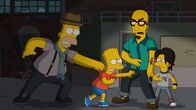 Die Simpsons – Während Homer (l.) den neuen Nachbarn Terence (2.v.r.) cool findet, kann Bart (2.v.l.) mit dessen Sohn T-Rex (r.) nichts anfangen. Probleme sind vorprogrammiert ...