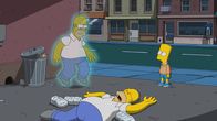 Die Simpsons – Homer (l. und M.); Bart (r.)