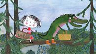 Unser Sandmännchen – Rita und das Krokodil sammeln Blaubeeren im Wald.