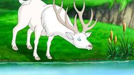 Bibi und Tina – Der weiße Hirsch macht Rast und ahnt nicht, dass er beobachtet wird.