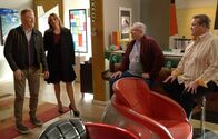 Modern Family – L-R: Mitchell Pritchett (Jesse Tyler Ferguson), Gloria Delgado-Pritchett (Sofía Vergara), Jay Pritchett (Ed O'Neill) and Cameron Tucker (Eric Stonestreet)