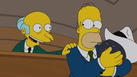 Die Simpsons – Nachdem Reverend Lovejoy auf der Beerdigung von Chip Davis darüber gesprochen hat, dass der Verstorbene einiges in seinem Leben bereut hat, kommen auch Mr. Burns (l.) und Homer Simpson (r.) ins Grübeln.