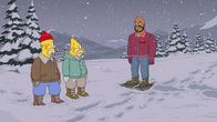 Die Simpsons – Auf ihrer Suche nach Bart treffen Homer (l.) und Grandpa (M.) auf den Basketballer Shaquille O'Neil (r.). Kann er ihnen helfen, den verschollenen Sohn wiederzufinden?