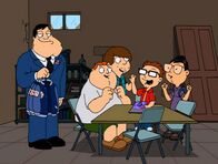 American Dad! – L-R: Stan, Barry Robinson, Schmuely "Snot" Lonstein, Steve Smith, Toshi Yoshida