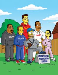 Die Simpsons – Homer (vorne) hat mit seinem obszönen Getanze das Interesse der Sportwelt auf sich gezogen. Um im Fernsehen gezeigt zu werden, nehmen Spitzensportler sogar bei ihm Unterricht ...
