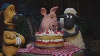 Shaun das Schaf – Shaun lädt das Schwein in die Scheune ein.