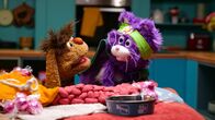 Unser Sandmännchen – Moppi erwischt MiWau beim Versuch, die Bonbons von seinem Schlafplatz zu klauen.
