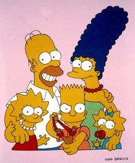 Die Simpsons – (4. Staffel) - Die Simpsons, eine etwas andere amerikanische Familie: Vater Homer (2.v.l.), Mutter Marge (2.v.r.), Lisa (l.), Bart (M.) und Maggie (r.).