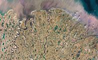 Die Erde aus dem All – Der Fluss Lena bildet ein riesiges Delta, das in den Arktischen Ozean mündet