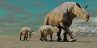 Helden der Evolution – Paraceratherium Herde, lebten in Eurasien während des Eozän-Zeitraums.