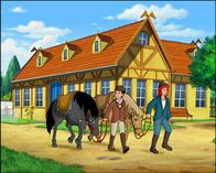 Bibi und Tina – Den Pferden Amadeus und Maharadscha geht es so schlecht, dass Tina und Alexander sie zu Fuß zum Martinshof führen müssen.