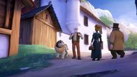 Heidi – Großvater begegnet Herrn und Frau Keller auf dem Weg nach Mayenfeld.