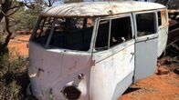 Outback Car Hunters – Kombi before – where it was found – red dirt – front view - right hand angle.