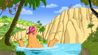 Tom – Um sich von der glĂĽhenden Hitze der Karibik zu schĂĽtzen, trĂ¤gt Dino Tom sogar im Wasser eine Kopfbedeckung.Â