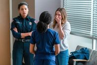 Station 19 – L-R: Victoria Hughes (Barrett Doss), Dr. Maggie Pierce (Kelly McCreary), Jennifer Ripley (Bre Blair)