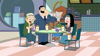 American Dad! – L-R: Jeff, Stan, Roger, Hayley, Klaus