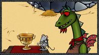 Sir Mouse – Mouse bestaunt den Pokal, den es beim königlichen Gartenwettbewerb zu gewinnen gibt.