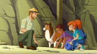 Lassie – Zoe (re.), Harvey (Mitte) und Lassie haben ihr erstes Etappenziel erreicht.