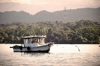 Verrückt nach Meer – Ein Motorboot auf dem Rio Dulce in Guatemala.
