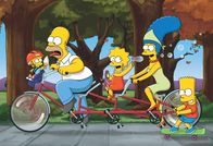 Die Simpsons – (23. Staffel) - Eine etwas ungewöhnliche Familie: Maggie (l.), Marge (2.v.r.), Homer (2.v.l.), Bart (r.) und Lisa Simpson (M.) ...