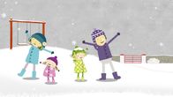 Nele & Nora – Mama, Nora, Nele und Papa freuen sich über den Schnee.