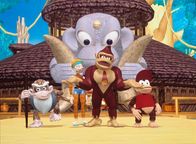 Donkey Kongs Abenteuer – Cranky Kong, l., Diddy Kong, r., Donkey Kong, 2.v.r.