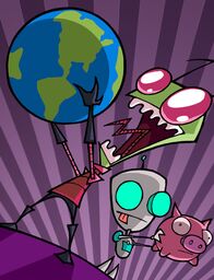 Invader Zim – L-R: Zim, GIR, Piggy