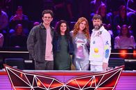 The Masked Singer – Das Rateteam der ersten Liveshow: Rea Garvey, Palina Rojinski sowie Yvonne Catterfeld und Kamrad als Rategäste.