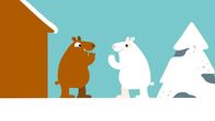 Animanimals – Braunbär und Eisbär freuen sich nach dem Versteckspiel.