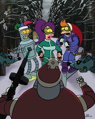 Futurama – (v.l.n.r.) Bender; Leela; Fry