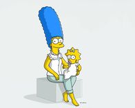 Die Simpsons – (20. Staffel) - Marge (l.) kümmert sich stets liebevoll um ihre jüngste Tochter Maggie (r.).