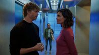Navy CIS: L.A. – L-R: LAPD Liaison Marty Deeks (Eric Christian Olsen), Sienna Marchione (Raquel McPeek Rodriguez), Special Agent Kensi Blye (Daniela Ruah)